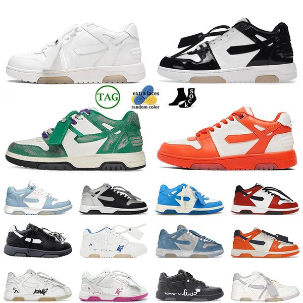 

offs white designer shoes out of office outdoor sports ooo low for walking leather patent black white desingers sneakers womens mens traine, White;red