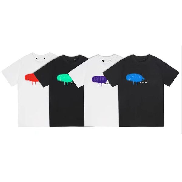 

designer of luxury t-shirt brand t shirt clothing spray letter short sleeve spring summer tide men and women tee size s-xl.pd01, White;black