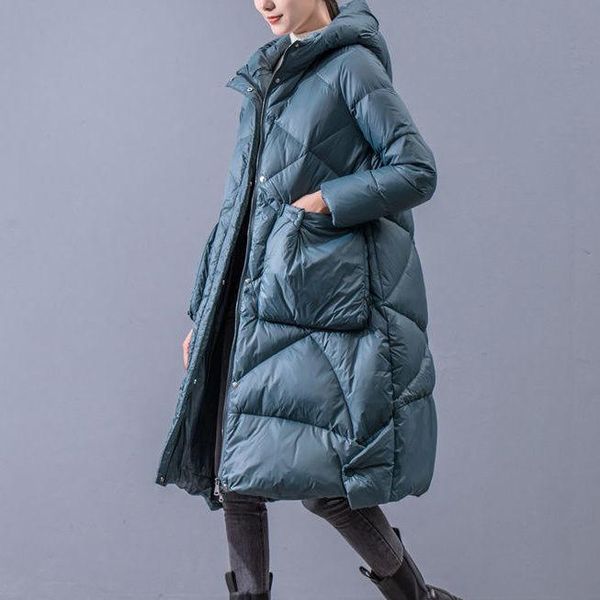 

parkas woman 2022 winter spring fashion hooded long jackets white duck down coats female down overcoats loose new outerwear a09, Black