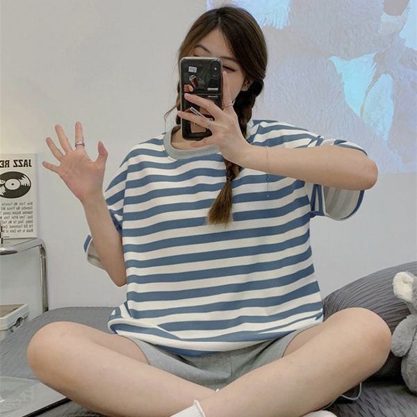 

women's sleepwear yasuk summer women's casual girl sleepwear pajamas with shorts pant sleeve solid striped simple gentle sweet gir, Black;red