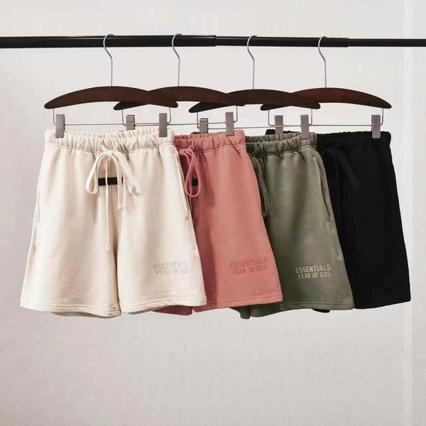 

men's and women's new shorts fashion high street brand ess double thread 3d flocking casual loose pants summer zyu3, White;black