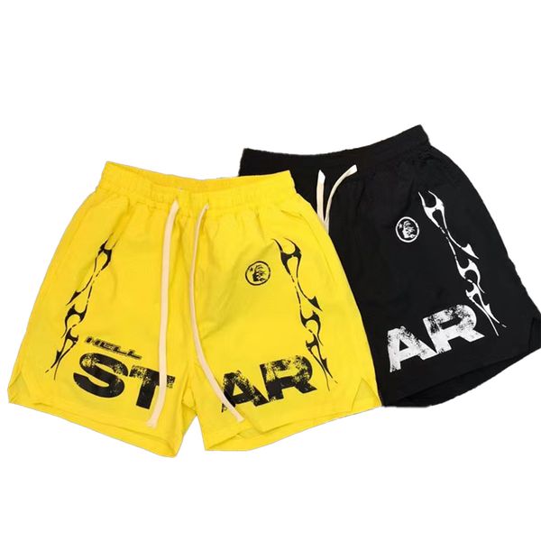 

hellscar shorts men's plus size shorts hellstar shorts mesh nylon breathable knee long beach pants street fashion hip hop skateboard ca, Black;brown