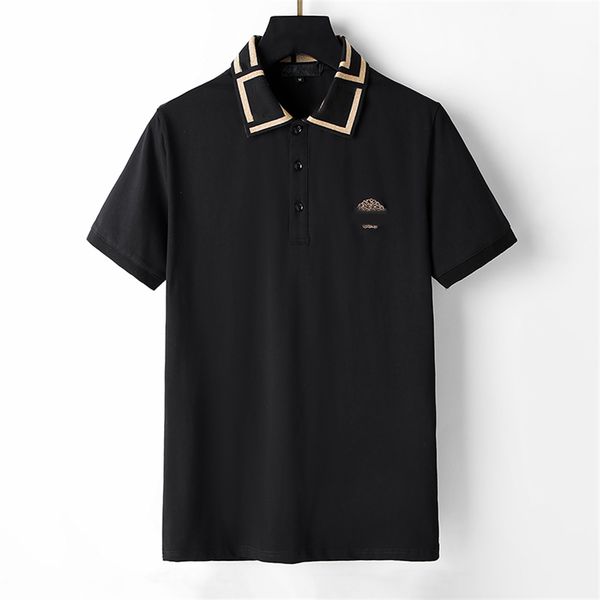 

men's polo black and white classic embroidery head brand print upscale pure cotton anti-wrinkle sweatshirt casual fashion shorts t-shir, White;black