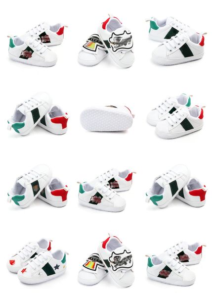 

band designer kid first walkers shoes fashion newborn toddlers lace up pu cotton print comfortable rubber sneakers baby spring prewalker whi