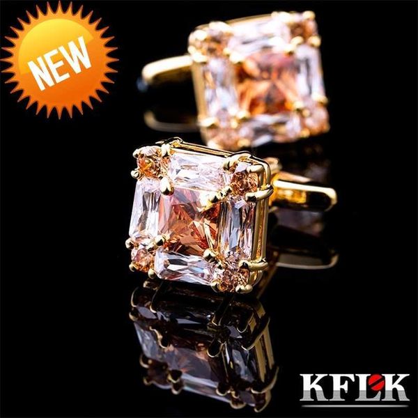 

kflk jewelry for men's brand of square gold cufflinks shirts cufflinks fashion wedding gift button guests 211216, Silver