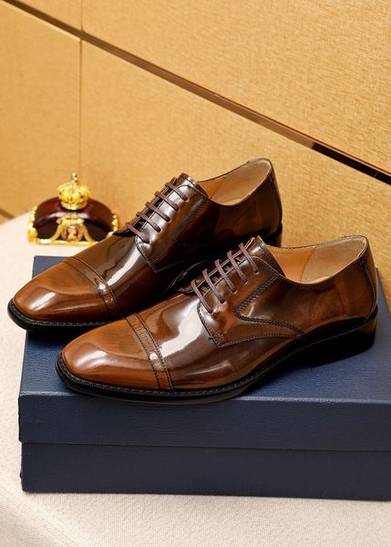 

new 2023 men brand designer wedding business office career party dress shoes mens fashion genuine leather walking flats size 38-45, Black