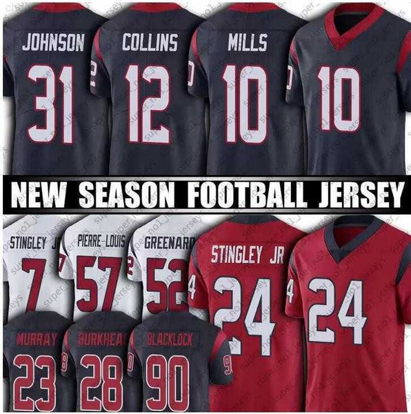 

football jersey houston''texans''31 dameon pierce 5 jalen pitre 13 brandin cooks 24 derek stingley jr. 10 davis mills 33, Black;red