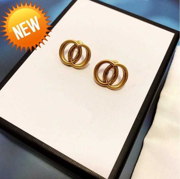

without boxes luxury women fashion earrings designer g letter stud retro ring pendant engagement earring for lady wholesale, Golden;silver