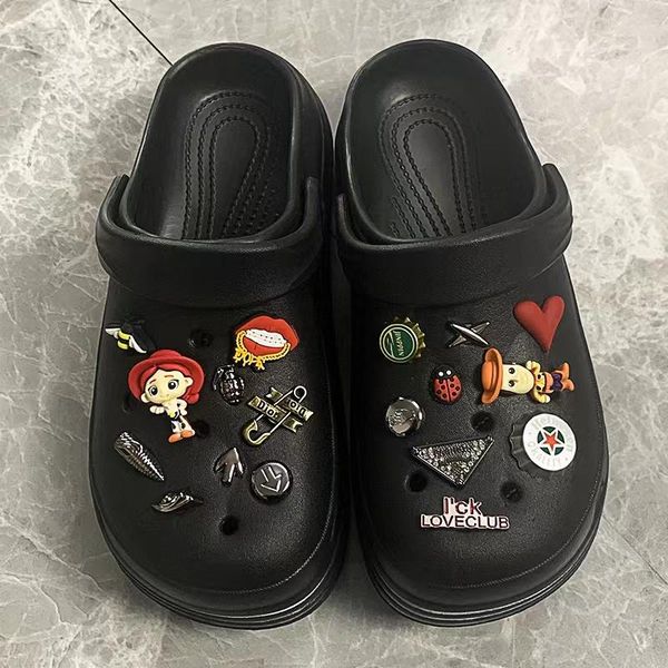 

new style cave shoes womens bow heightened sandals and slippers can be worn outside, Black