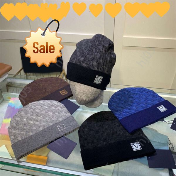 

Plaid designer beanie designer hats for men knitted bonnets winter hat fall thermal skull cap ski travel classical luxury beanies brown black grey keep warm6311111, 4#