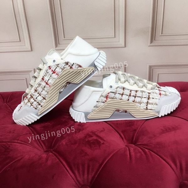 

r quality sneakers womens shoes print check trainer platform trainers striped sneaker suede shoes, Black