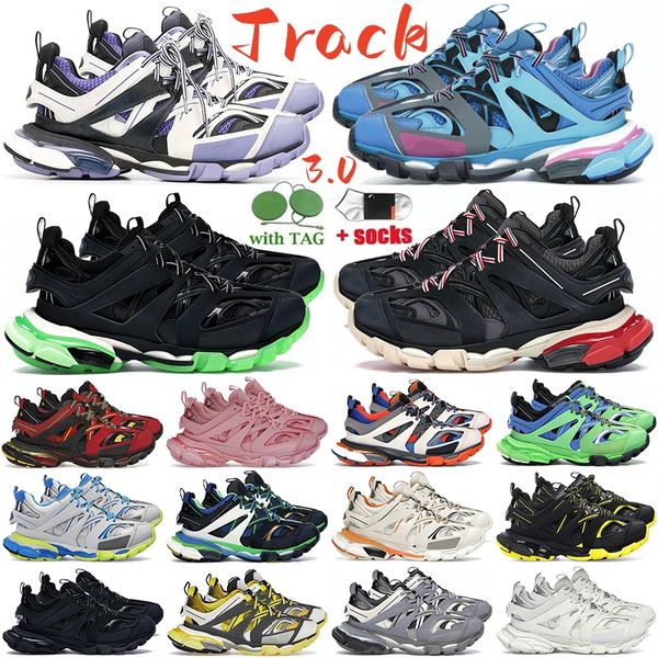 

luxury brand designer men women casual shoes track 3 3.0 triple white black sneakers tess.s. gomma leather trainer nylon printed platform gr