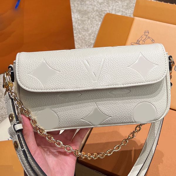 

womens designer embossing mahjong bag quilted tote adjustable leather strap crossbody shoulder handbag gold metal chain old flower luxury pu