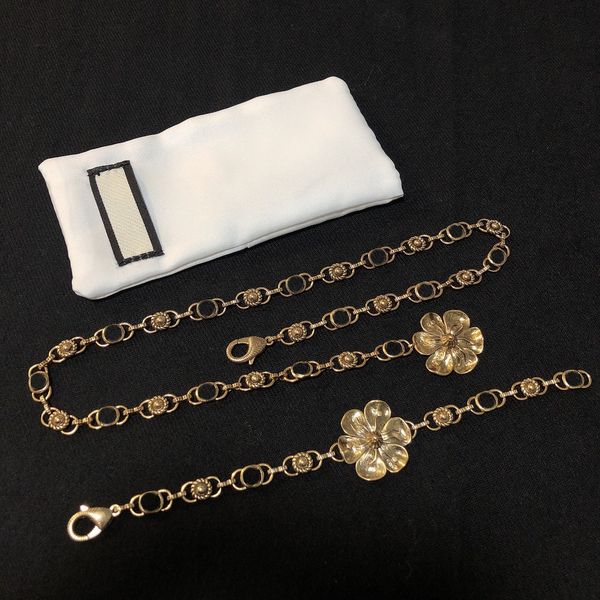 

fashion brass chain necklace letters for man woman flower designer bracelet chains jewelry supply, Golden;silver