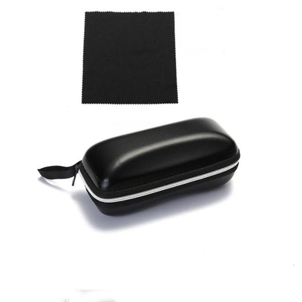 

black zipper hard shell glasses case kit with a cleaning cloth protective case for glasses and sunglasses for men or women3040928