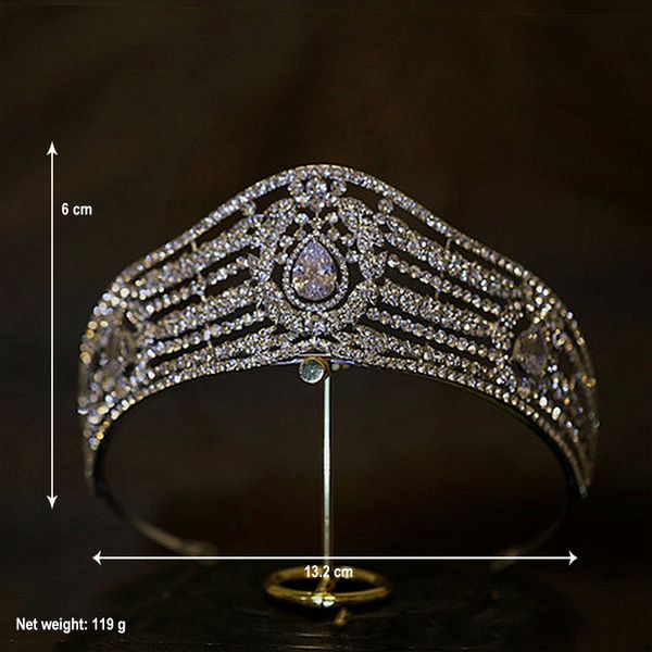 

independent packaging electroplated crown women's super sparkling 3d white k zinc alloy vintage beauty rhinestone headwear bridal queen, Silver