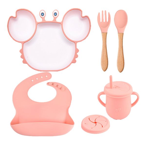 

cups dishes utensils born children dishplates silicone suction plate crab children plate non-slip baby food feeding bowl bibs cup tableware