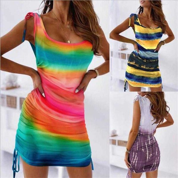 

summer dress square neck printed low cut ball gown crimp tied, Black;gray