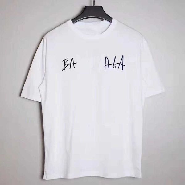 

designer balencigas woman summer ins super new back double b letter print round neck short sleeve loose versatile white xz2b, White;black