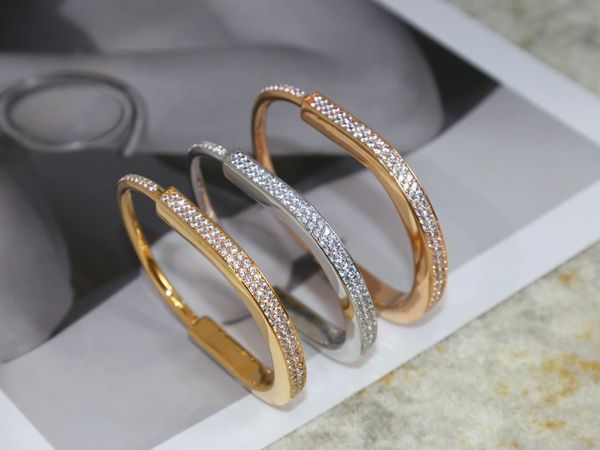 

bracelets designer cuff luxury lock jewelry silver rose gold titanium steel jewelry mens lock bangle not allergic wedding gift, White