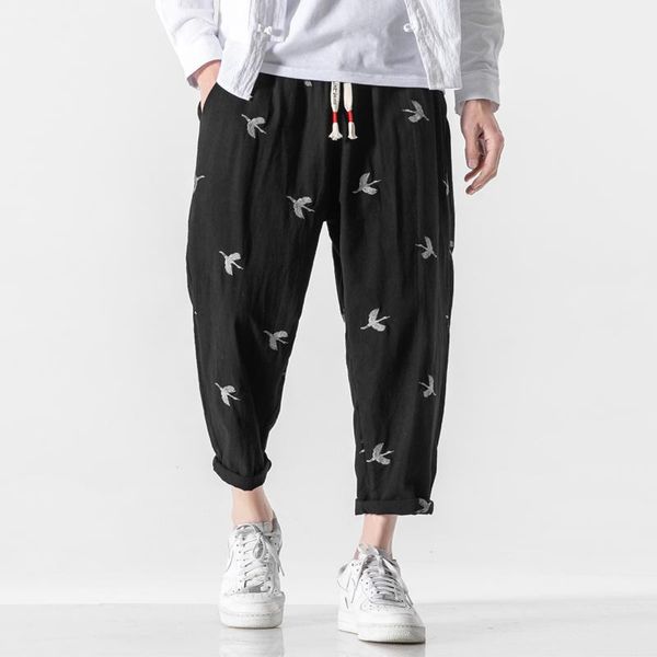 

pants embroidery mens harem pants 2023 men trousers streetwear loose jogging sweatpants male oversized casual pants harajuku new m5xl, Black