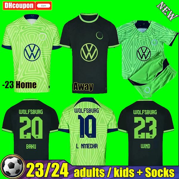 

vfl brekalo 2023 wolfsburg football shirt arnold xaver mbabu guilavogui mehmedi roussillon men kids kit uniforms children's casual spor, Black;yellow