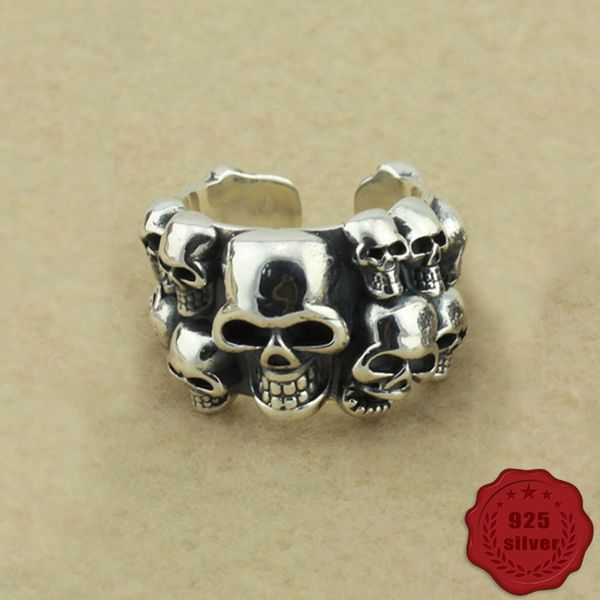 

20113 fashion ring dominant skull s925 sterling silver open letter personalized index finger youth punk hip hop trendy piece retro