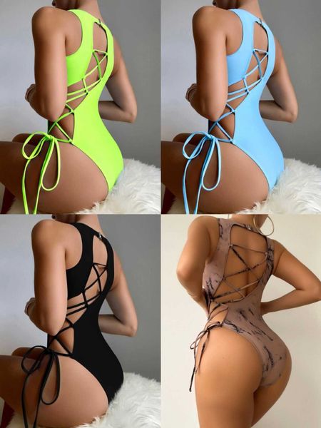 

2022 new hollow back strap one-piece swimsuit bikini