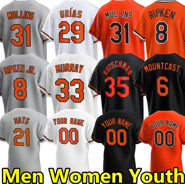 

custom baseball jerseys cedric mullins cal ripken jr. eddie murray adley rutschman austin hays ryan mountcastle jorge mateo adam frazier ant, Blue;black