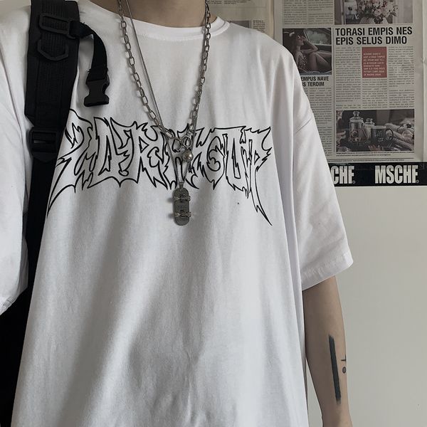 

men's t-shirts harajuku men t-shirt anime goth punk print black clothes korean style short sleeve tee vintage y2k shirt male 230427, White;black