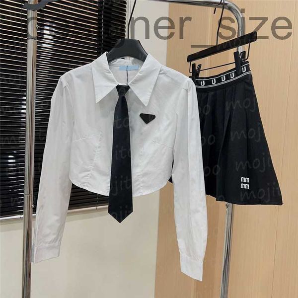 

women's blouses & shirts designerdesigner badge womens shirts tees with tie embroidered letter pleated skirts fashion brand ladies shir, White