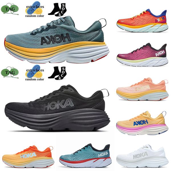 

hoka shoes clifton 8 men women running shoes trainers real teal aquarelle impala mock orange amber yellow designer jogging classic absorptio