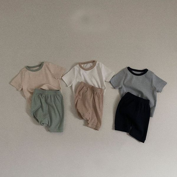 

rompers baby short sleeve t shirt shorts 2pcs suit summer infant cotton breathable clothes set loose toddler girl outfits 230427, Blue