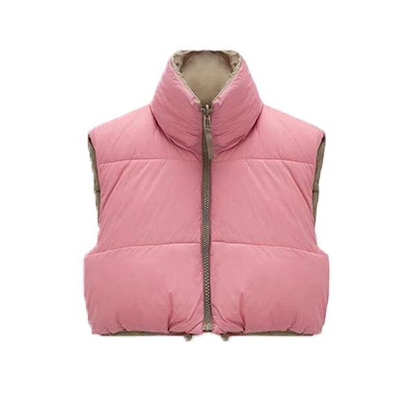 

vests women's pink cropped vest jackets waistcoat parkas zipped coats femme streetwear sleeveless outwear fashion warm woman jacket, Black;white