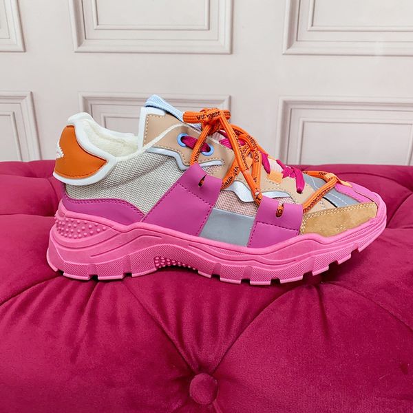 

new designer casual shoes classic men women calfskin shoes vintage sneakers reflective sneaker print leisure shoes 0412, Black