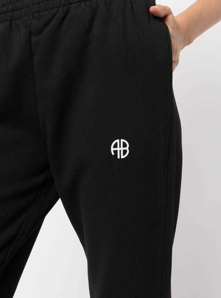 

ab bing embroidery sweatpants casual print black inner fleece straight leg pants, Black;white