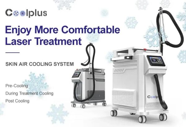 

factory price coolplus skin air cooling system use for laser machine zimmer cryo therapy pain reduce cooler for laser treatment -40Â°c beauty, Black