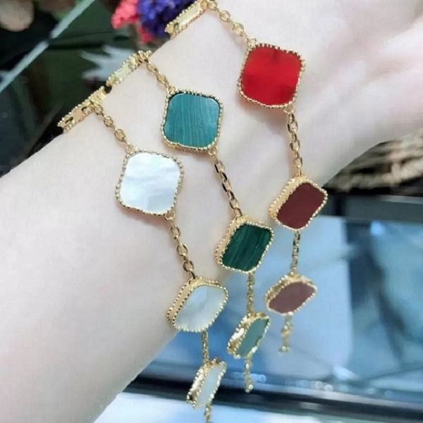

925 silver elegant bracelet love necklace fashion man woman chain wedding luck van clover bracelets designer jewelry vintage womens 5 flower, Golden;silver