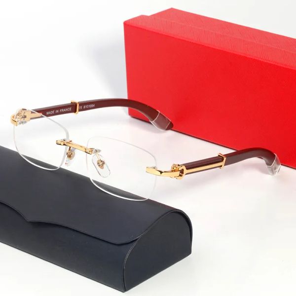 

rimless sunglasses designer woman mens buffalo horn glasses funky gold silver metal wooden frame carti eyewear carter eyeglasses occhiali lu, White;black