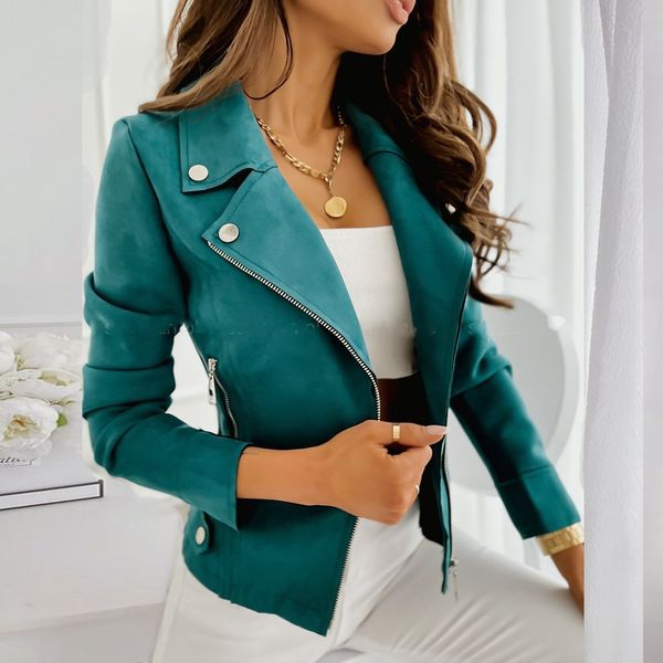 

women's jackets autumn winter long sleeve cowboy wind handsome jacket women vintage solid color suede jacket coat outwear 230428, Black;brown