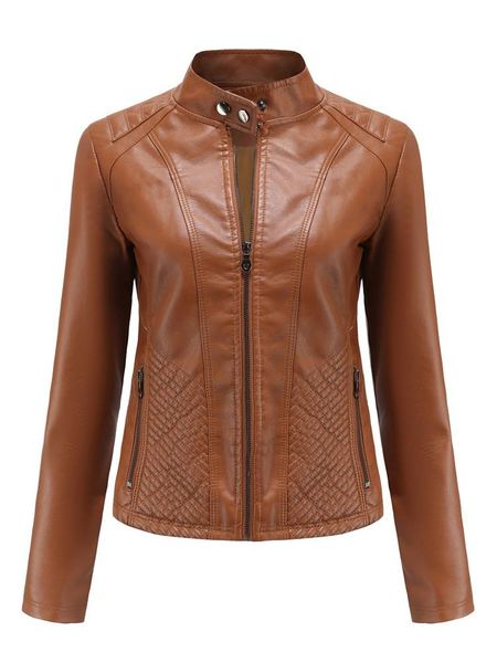 

jackets womens leather jackets and coats spring autumn long sleeve fashion basic motorcycle jackets female streetwear casual outwear, Black;brown