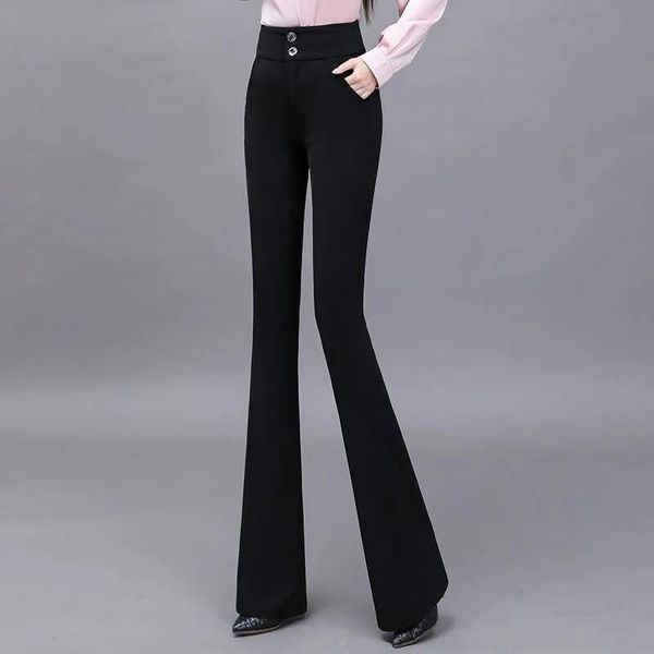 

capris black pant women's 2022 spring and summer new highwaist drape microflare pants slim fit and fashionable white wideleg pants, Black;white