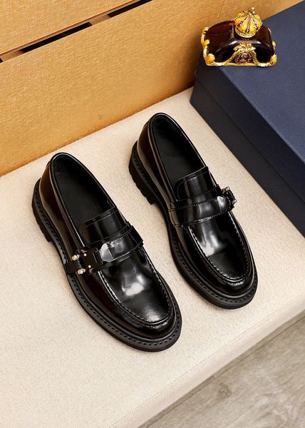 

2023 mens formal dress shoes gentlemen brand designer genuine leather business oxfords casual flats size 38-45, Black