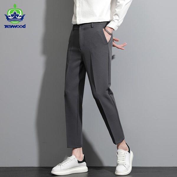 

pants classic 4 color casual pants men spring summer new business fashion trousers comfortable stretch straigh anklelength pants, Black