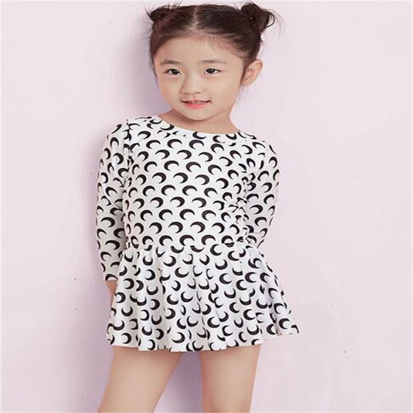 

Kids Girls One Piece Swimwear Child baby Cute Bikini Sleeveless Swimsuit Moon Printed Chidren Beachwear Jumpsuit Swim Clothes, White