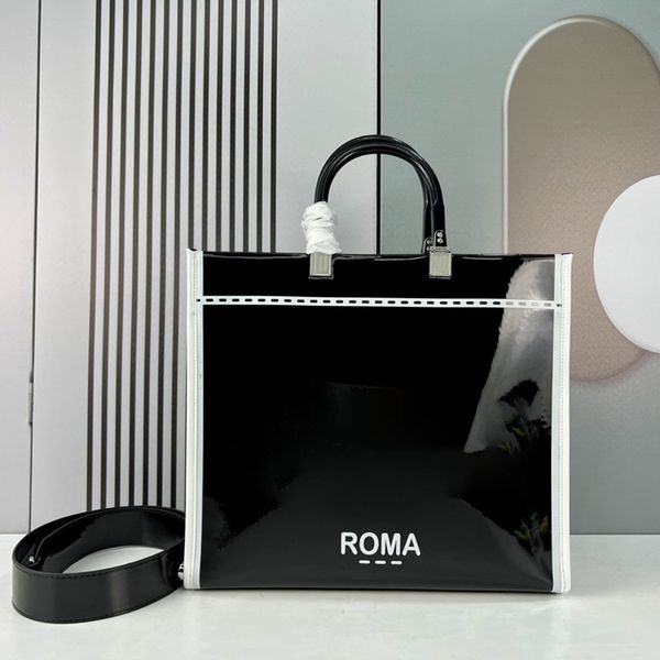 

sunshine tote bag handbag women crossbody bags patent leather removable strap inside zipper pocket designer letters shoulder bags 35cm