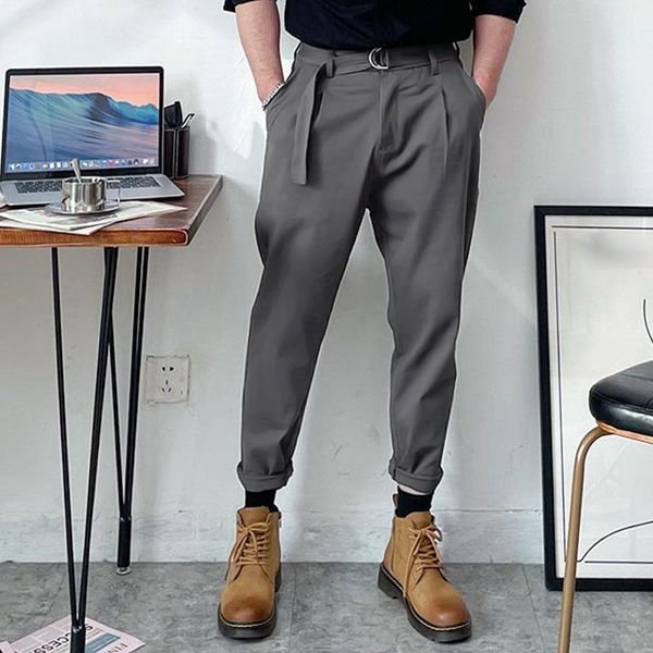 

pants 2022 men casual pants solid color streetwear lace up joggers pockets korean trousers men fashion leisure pantalon s5xl incerun, Black