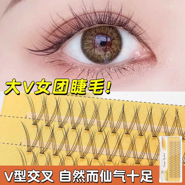 

3 pcfalse eyelashes grafting world v-shaped eyelash group natural simulation single cluster super soft fishtail novice plain false eyelashes