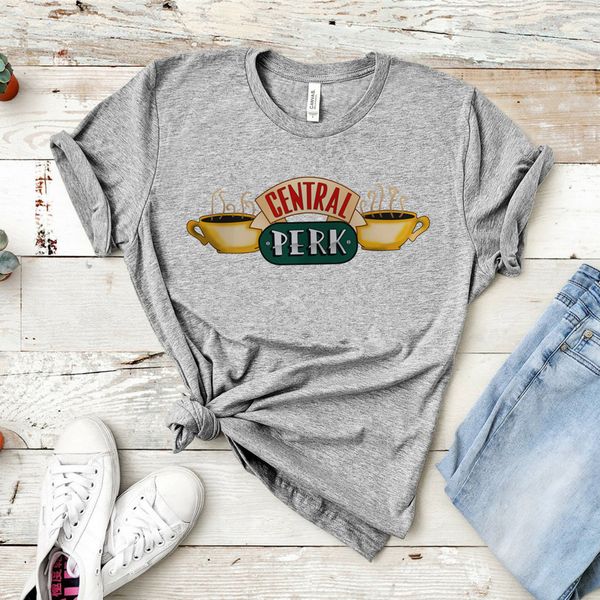 

women's t-shirt central perk t-shirt friends tv show shirt friends central perk coffe shop shirts cute friends tees hipster 230428, White
