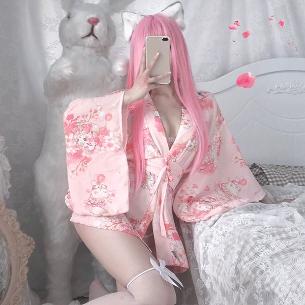 

set kimono tradisional wanita jepang kostum cosplay seksi oufit seksi piyama pakaian dalam wanita lucu merah muda kawaii 230427, Red;black